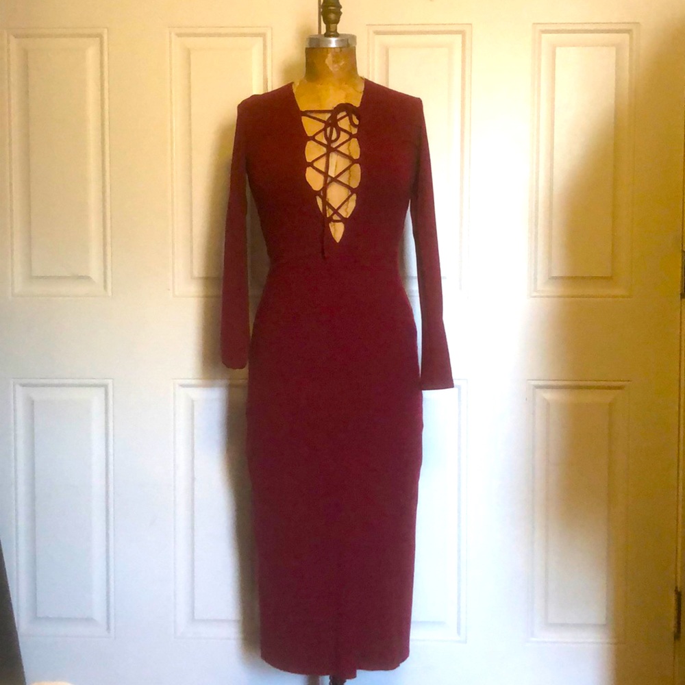 Reformation Laced Burgundy Dress